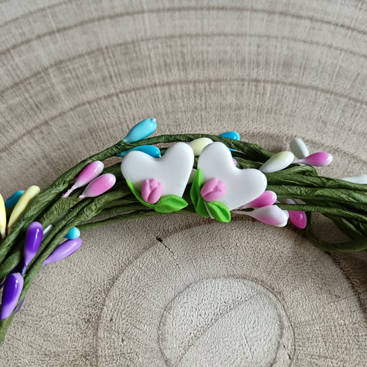 White & Pink Heart Tulip Stud Earrings