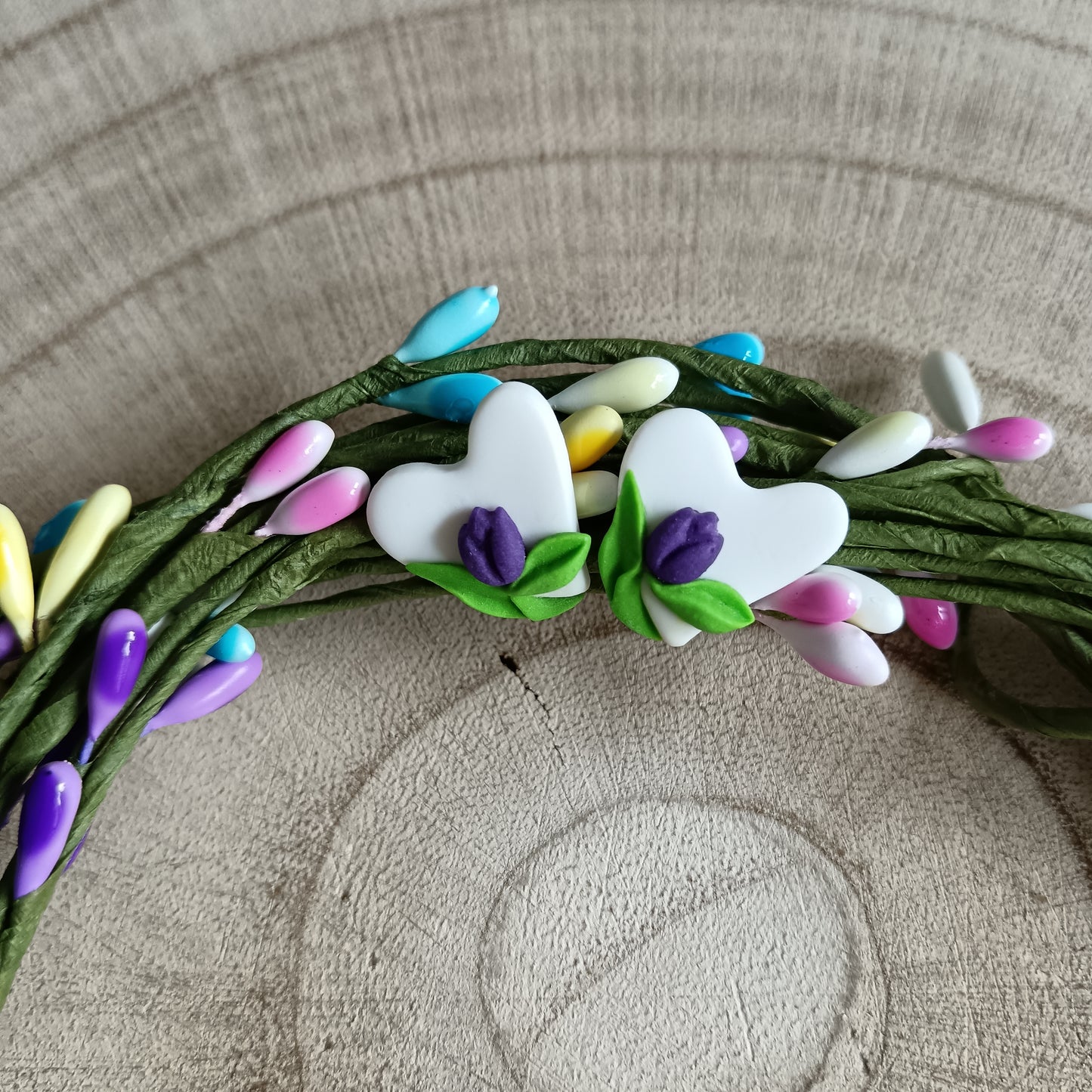 White & Purple Heart Tulip Stud Earrings