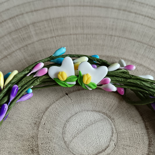 White & Yellow Heart Tulip Stud Earrings