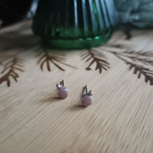 Micro Christmas Bauble Baby Pink & Silver Stud Earrings