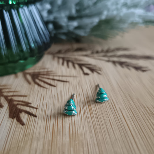 Micro Christmas Tree Stud Earrings