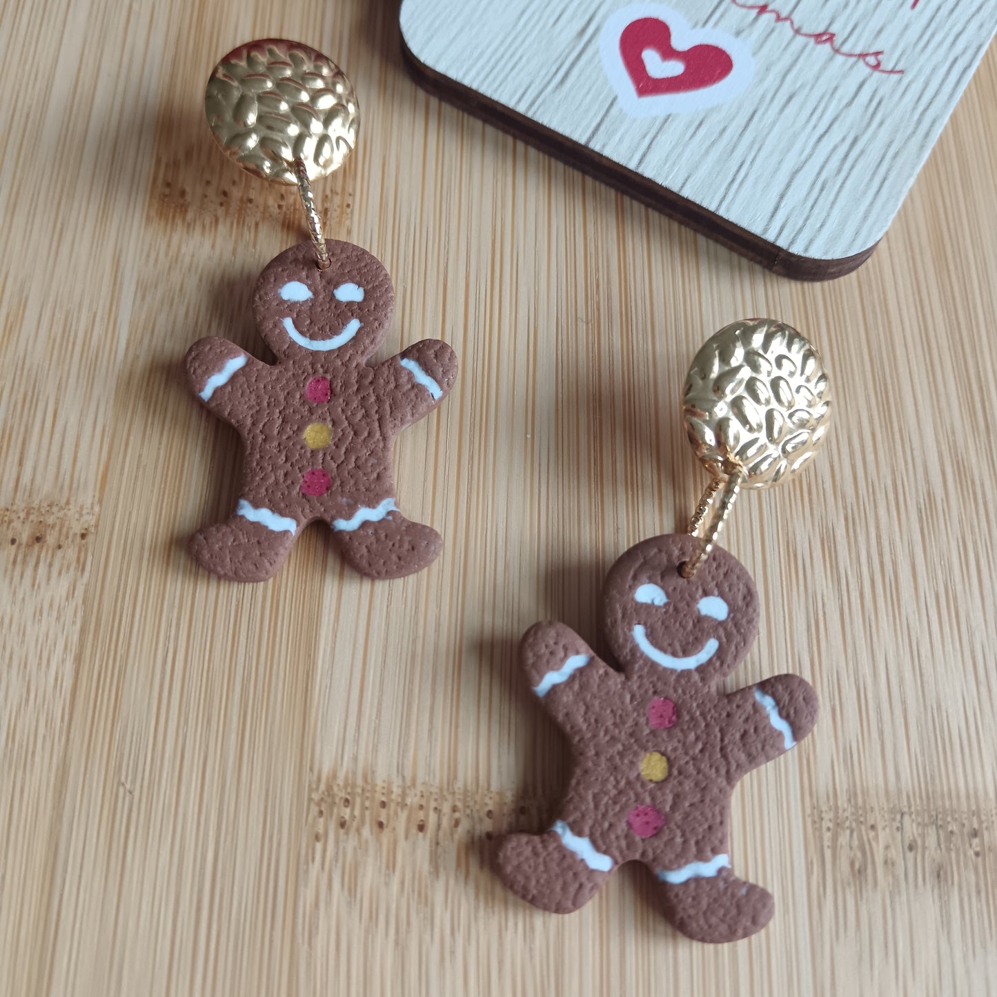 Gingerbread Man Dangle Stud Earrings