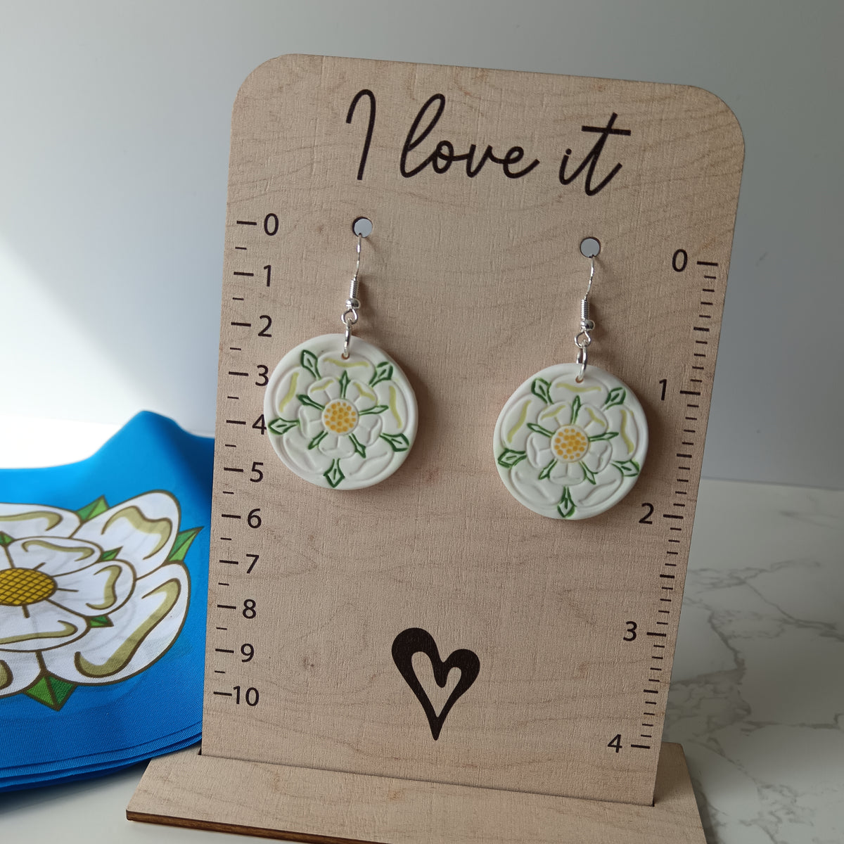 Yorkshire Rose Hook Earrings