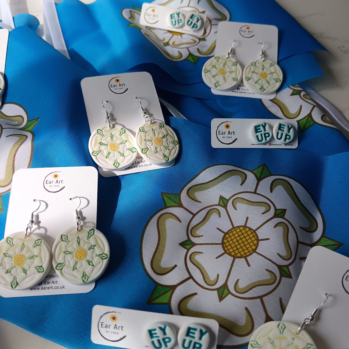 Yorkshire Rose Hook Earrings