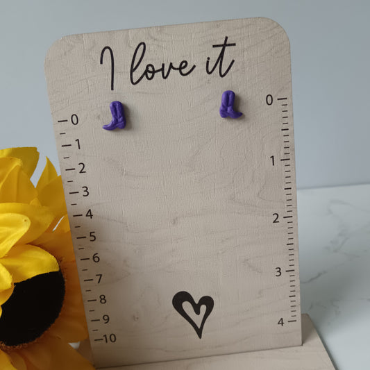 Purple Cowgirl Boot Stud Earrings