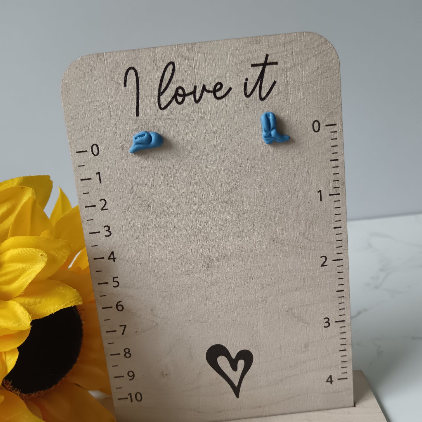 Denim Blue Cowgirl Boot & Stetson Stud Earrings