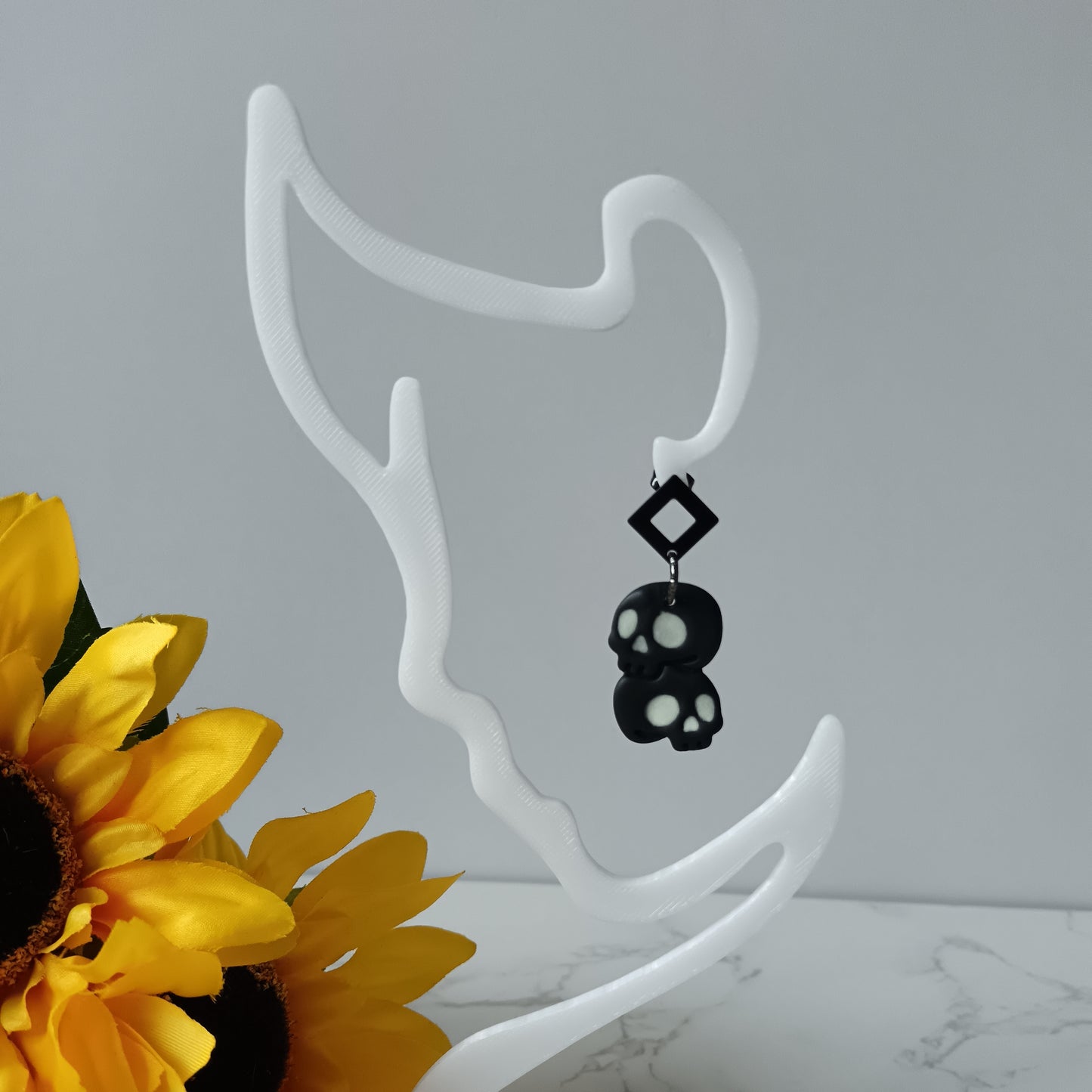Glow In The Dark Skull Dangle Stud Earrings