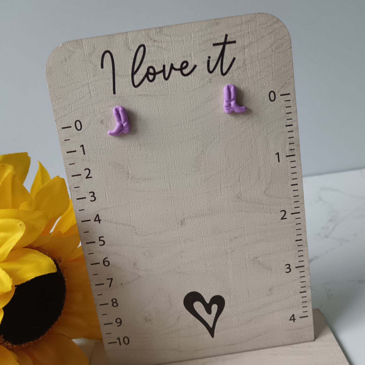 Lilac Cowgirl Boot Stud Earrings