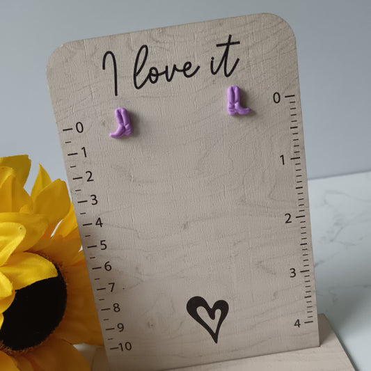 Lilac Cowgirl Boot Stud Earrings