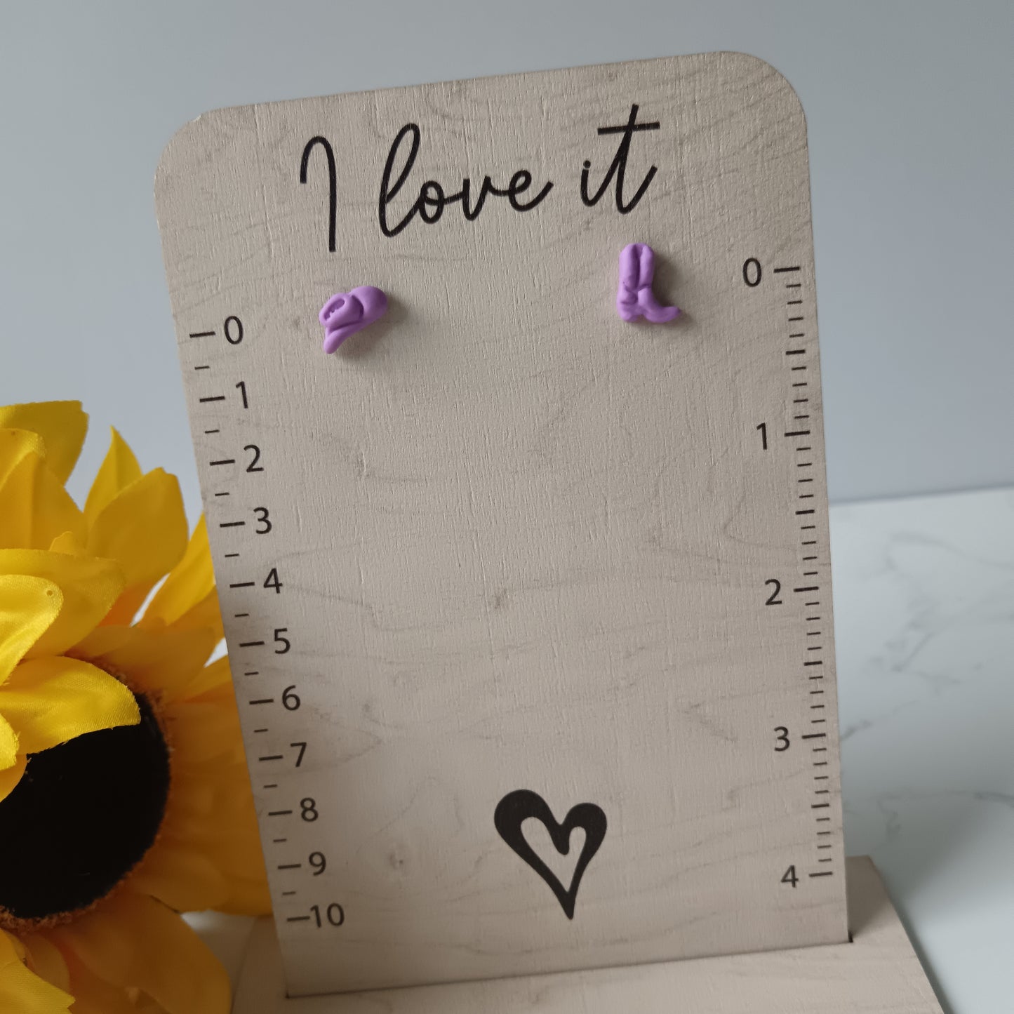 Lilac Cowgirl Boot & Stetson Stud Earrings
