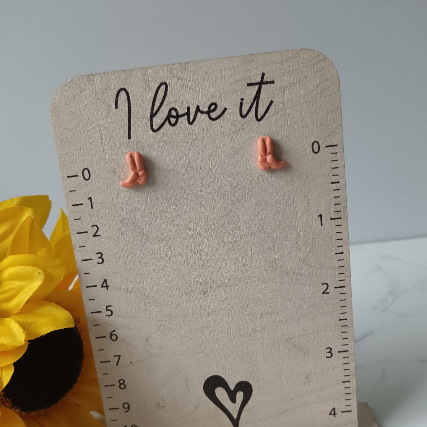 Orange Cowgirl Boot Stud Earrings