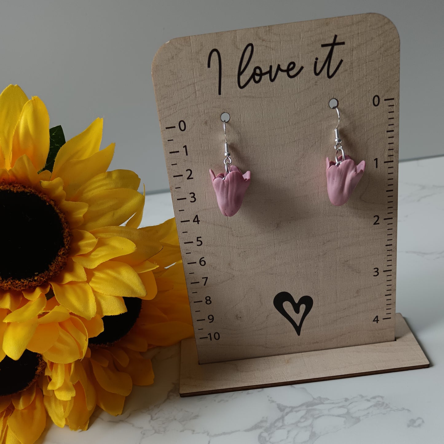 Pink Tulip Dangle Hook Earrings