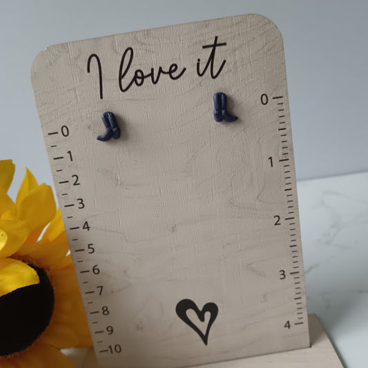 Deep Purple Cowgirl Boot Stud Earrings