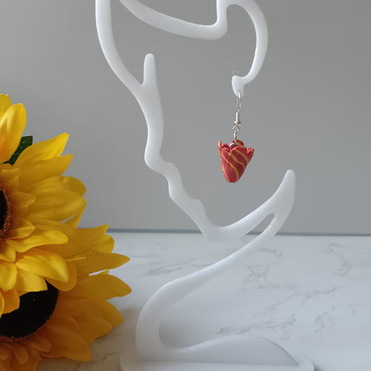 Red & Yellow Tulip Dangle Hook Earrings