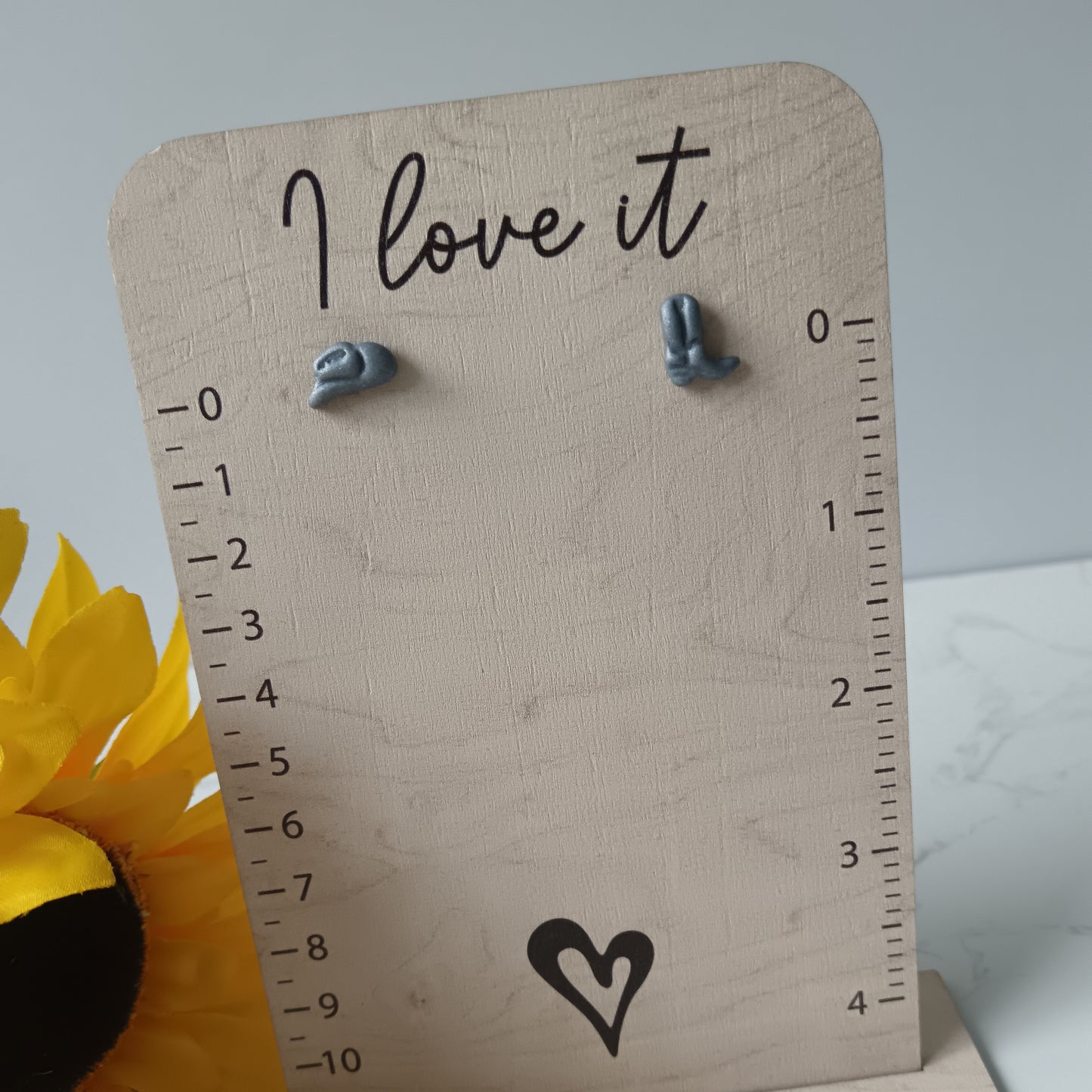 Grey Cowgirl Boot & Stetson Stud Earrings