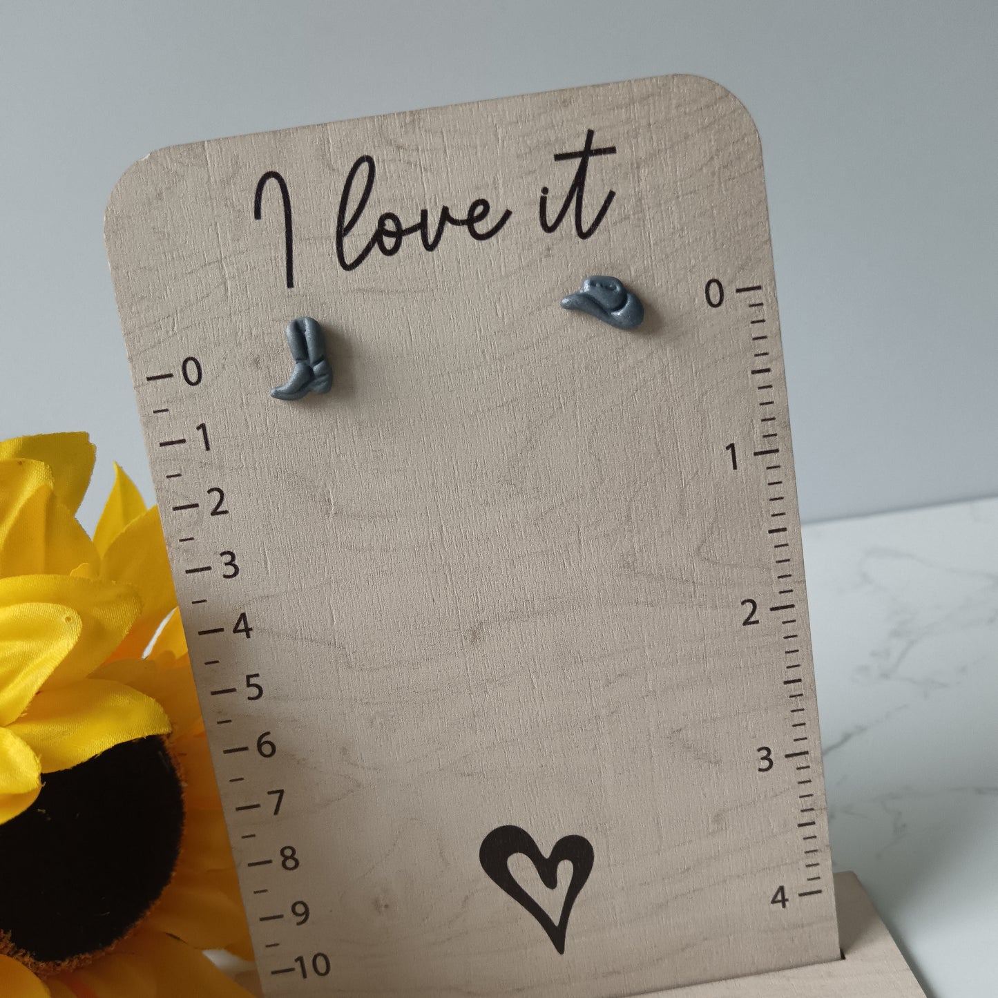 Grey Cowgirl Boot & Stetson Stud Earrings