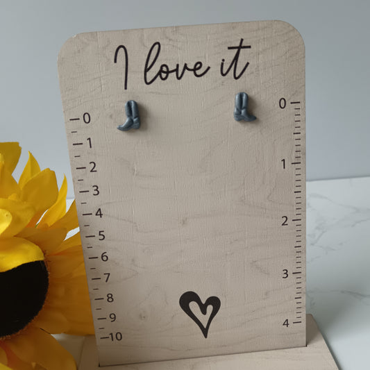 Grey Cowgirl Boot Stud Earrings