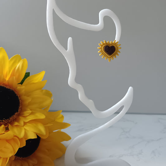 Heart Sunflower Clip On Earrings