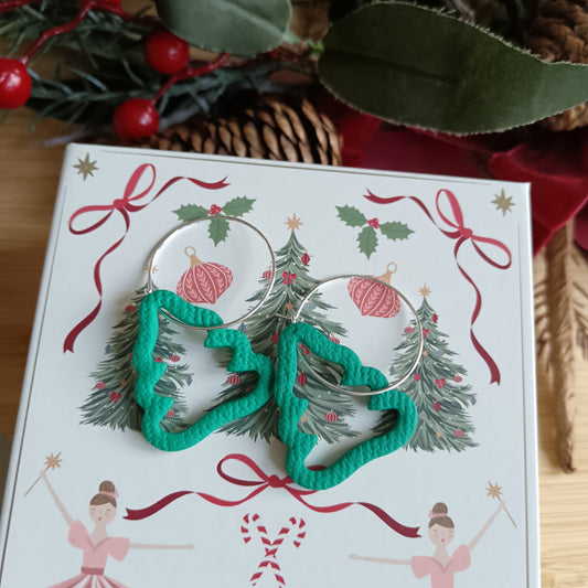 Christmas Tree Hoop Earrings