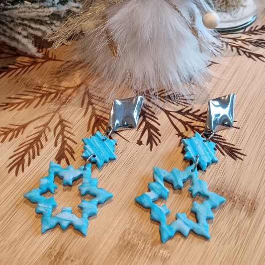 Snowflake Dangle Stud Earrings