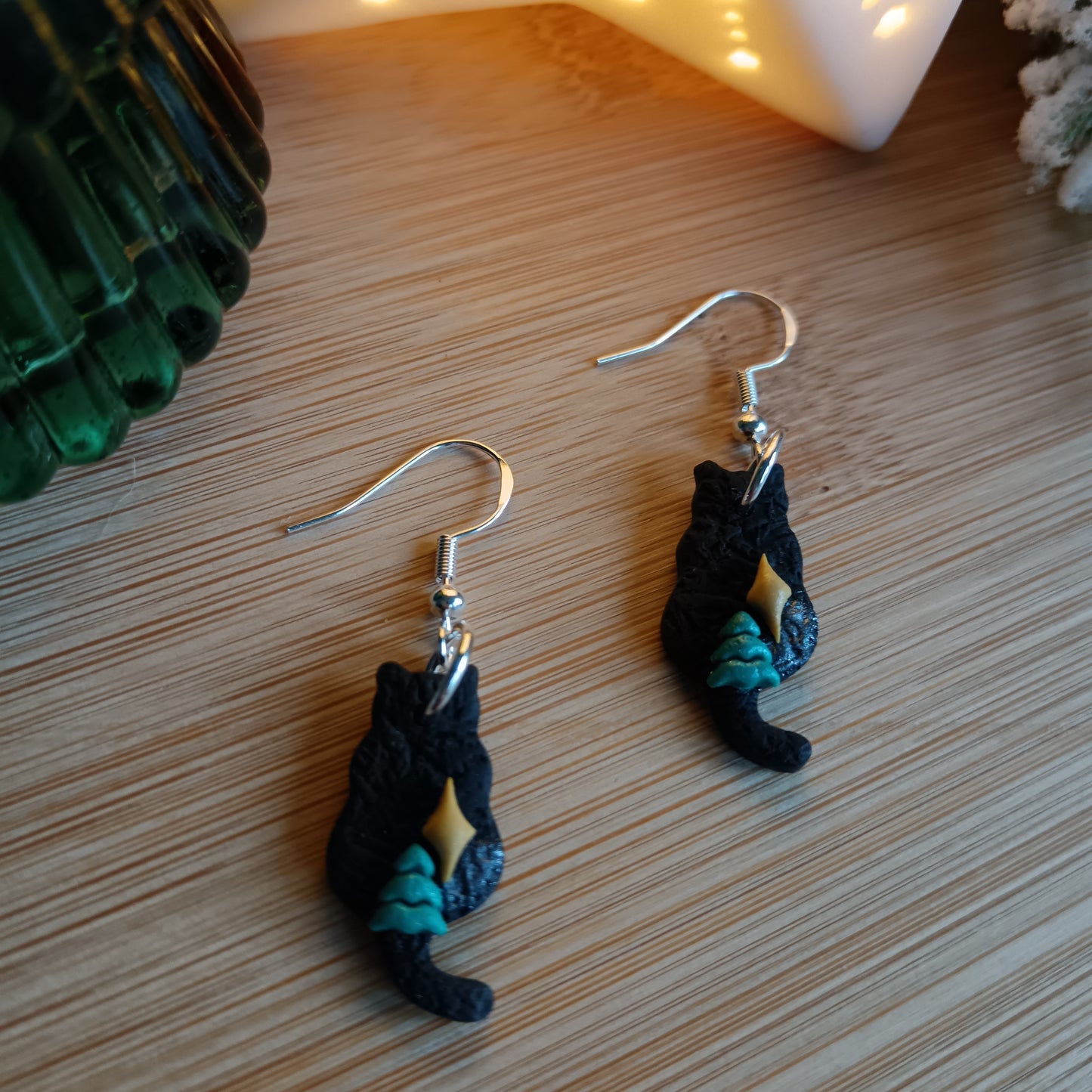 Christmas Cat Hook Earrings