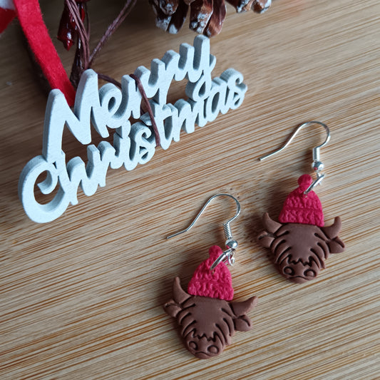 Highland Cow Hook Earrings