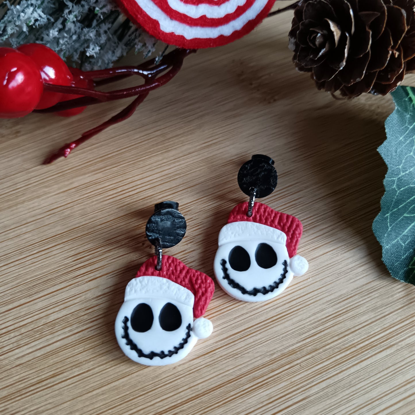 Christmas Skeleton Dangle Stud Earrings
