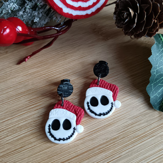 Christmas Skeleton Dangle Stud Earrings