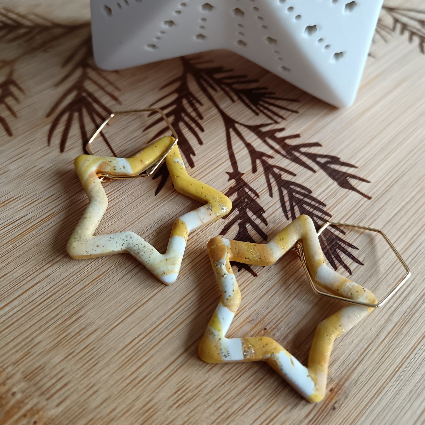 Star Hexagon Hoop Earrings