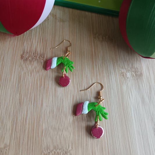 Christmas Grump Bauble Hook Earrings