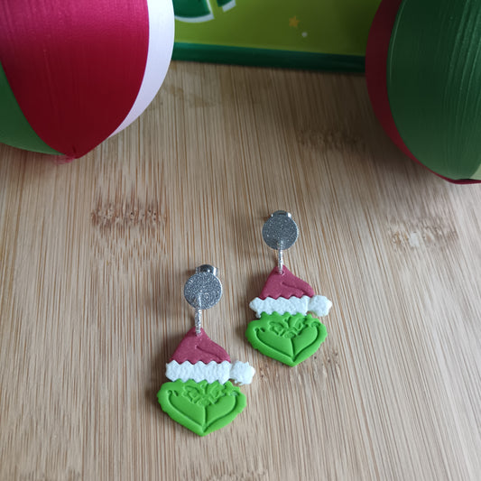 Christmas Grump Dangle Stud Earrings